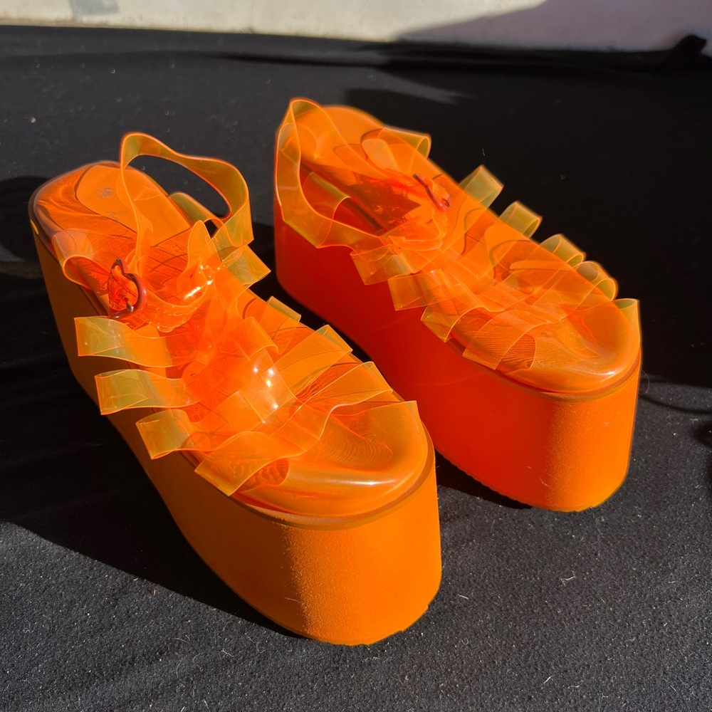 *NEON* Orange Platform Sandals
